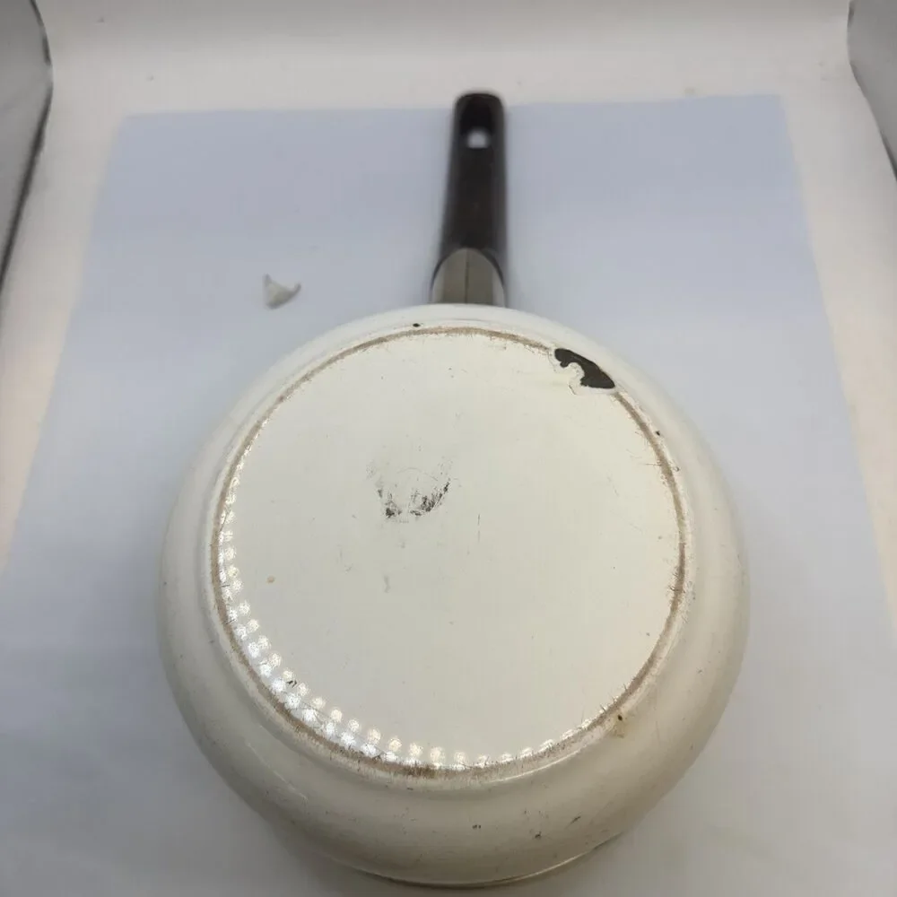 Vintage Enamel Floral 3-Pc Frying Pan Saucepan & Lid Set, Electric/Gas